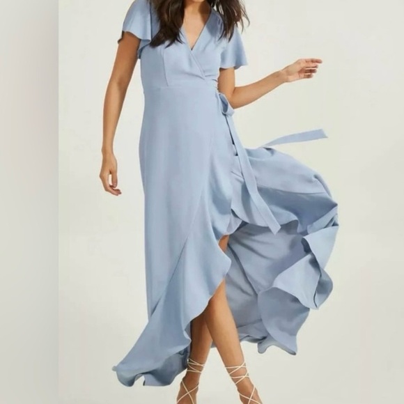 Altar’d State // Springvale Light Blue Flutter Sleeve Maxi Dress - Picture 1 of 10